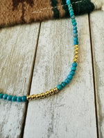 Navajo Turquoise & Gold Beaded 18” Necklace - p3 Boutique