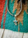 Navajo Turquoise & Sterling Silver Mini Cross Pend - p3 Boutique