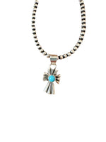 Navajo Turquoise & Sterling Silver Mini Cross Pend - p3 Boutique