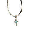 Navajo Turquoise & Sterling Silver Mini Cross Pend - p3 Boutique
