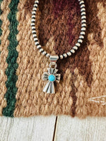 Navajo Turquoise & Sterling Silver Mini Cross Pend - p3 Boutique