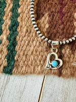 Navajo Turquoise & Sterling Silver Mini Heart Pend - p3 Boutique