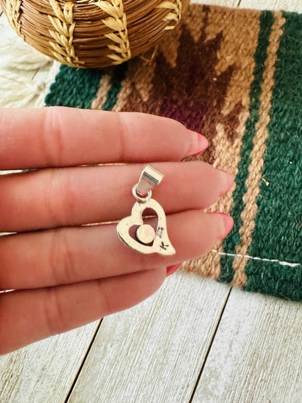 Navajo Turquoise & Sterling Silver Mini Heart Pend - p3 Boutique