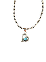 Navajo Turquoise & Sterling Silver Mini Heart Pend - p3 Boutique