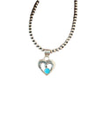 Navajo Turquoise & Sterling Silver Mini Heart Pend - p3 Boutique