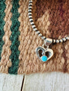 Navajo Turquoise & Sterling Silver Mini Heart Pend - p3 Boutique