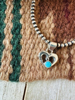 Navajo Turquoise & Sterling Silver Mini Heart Pend - p3 Boutique