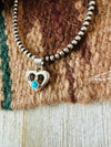Navajo Turquoise & Sterling Silver Mini Heart Pend - p3 Boutique