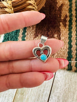 Navajo Turquoise & Sterling Silver Mini Heart Pend - p3 Boutique