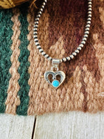 Navajo Turquoise & Sterling Silver Mini Heart Pend - p3 Boutique