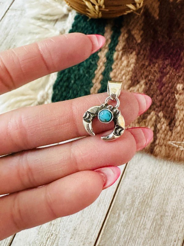 Navajo Turquoise & Sterling Silver Mini Naja Penda - p3 Boutique