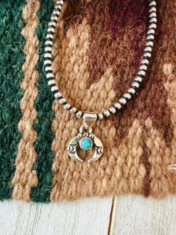 Navajo Turquoise & Sterling Silver Mini Naja Penda - p3 Boutique