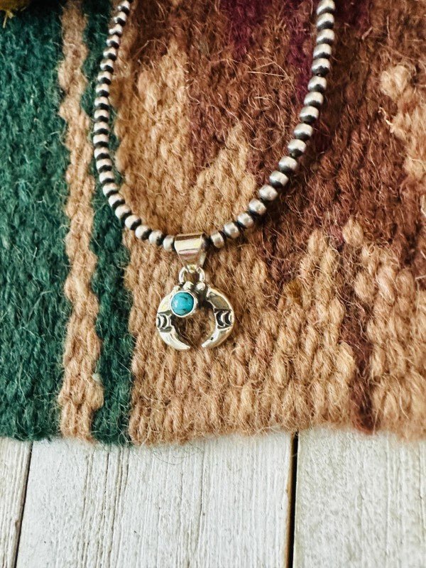 Navajo Turquoise & Sterling Silver Mini Naja Penda - p3 Boutique