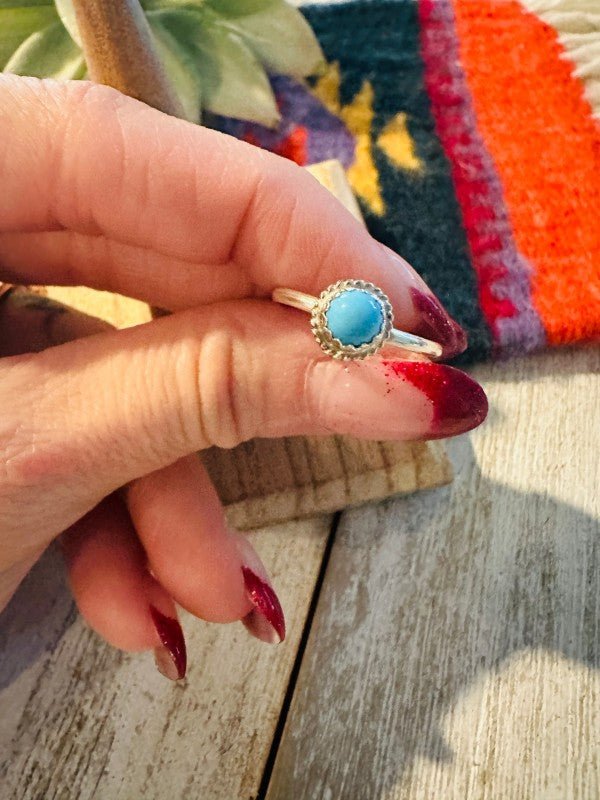 Navajo Turquoise & Sterling Silver Stacker Ring - p3 Boutique