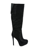 Nebula Rhinestone Embellished Stiletto Calf Boots - p3 Boutique