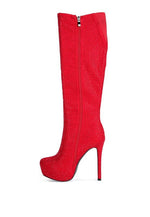 Nebula Rhinestone Embellished Stiletto Calf Boots - p3 Boutique