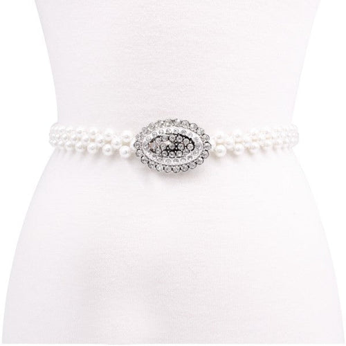 OVAL BUCKLET PEARL BELT - p3 Boutique