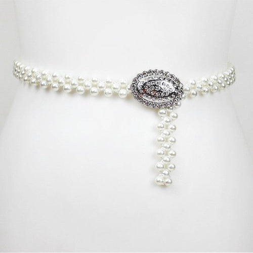 OVAL BUCKLET PEARL BELT - p3 Boutique