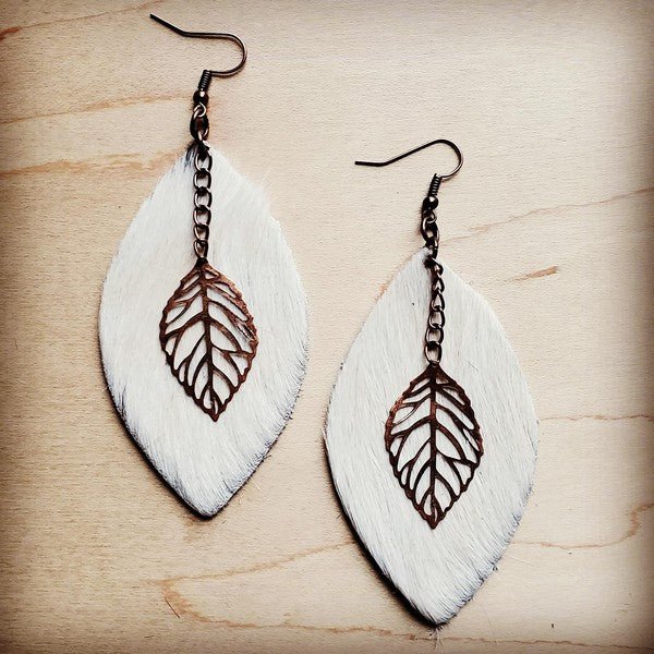 Oval Earrings in Blond Hair w/ Copper Feather - p3 Boutique