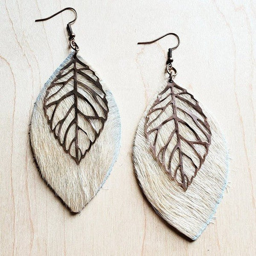 Oval Earrings in Blond Hair w/ Copper Feather - p3 Boutique