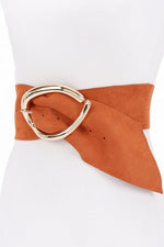 Oversize Buckle Faux Suede Belt - p3 Boutique