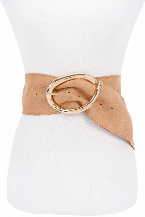 Oversize Buckle Faux Suede Belt - p3 Boutique