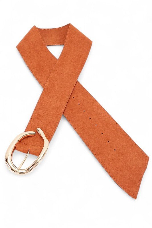 Oversize Buckle Faux Suede Belt - p3 Boutique