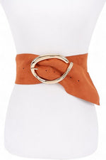 Oversize Buckle Faux Suede Belt - p3 Boutique