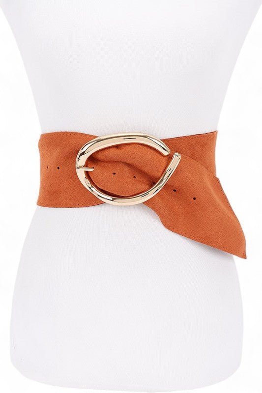 Oversize Buckle Faux Suede Belt - p3 Boutique