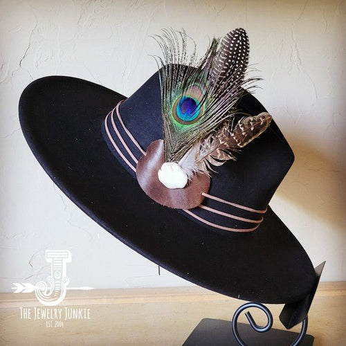 Peacock Guinea Feather&Turq Slab Haband Choice Hat - p3 Boutique