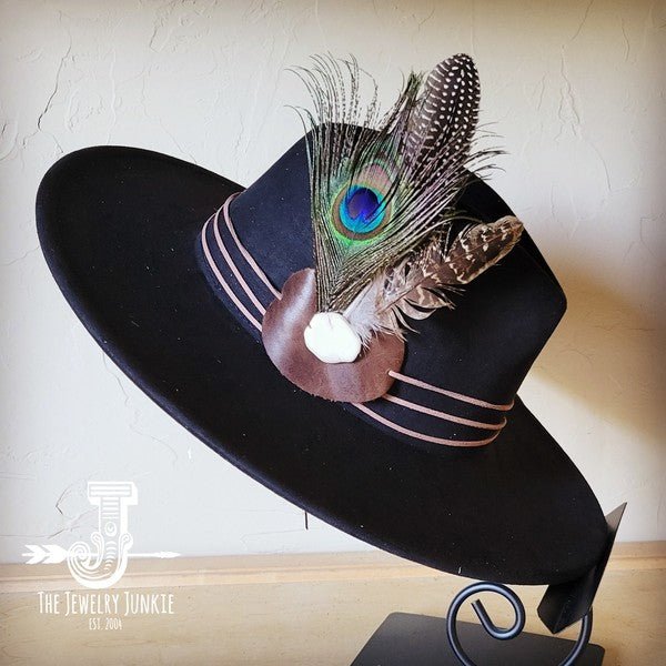 Peacock Guinea Feather&Turq Slab Haband Choice Hat - p3 Boutique