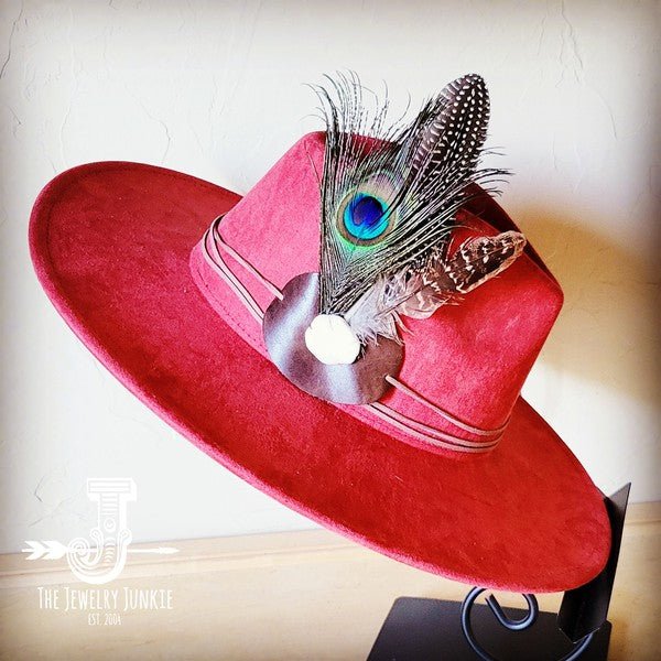Peacock Guinea Feather&Turq Slab Haband Choice Hat - p3 Boutique