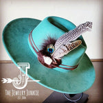 Peacock Guinea Feather&Turq Slab Haband Choice Hat - p3 Boutique