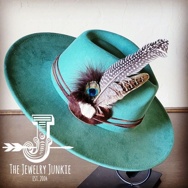 Peacock Guinea Feather&Turq Slab Haband Choice Hat - p3 Boutique