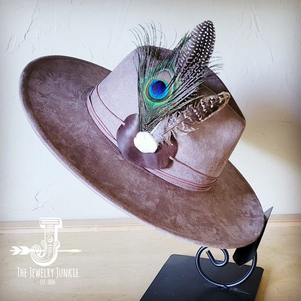Peacock Guinea Feather&Turq Slab Haband Choice Hat - p3 Boutique