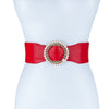 PEARL AND RHINESTONE ROUND BUCKLE BELT - p3 Boutique