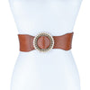PEARL AND RHINESTONE ROUND BUCKLE BELT - p3 Boutique