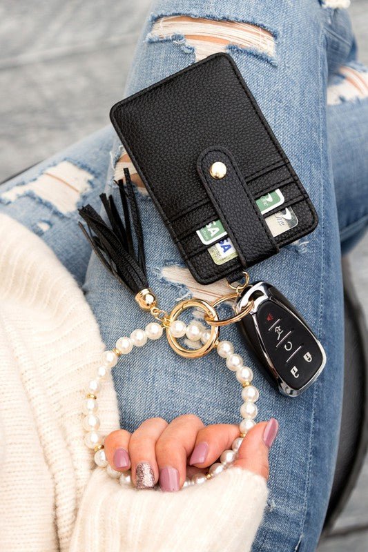 Pearl Key Ring Wallet Bracelet - p3 Boutique