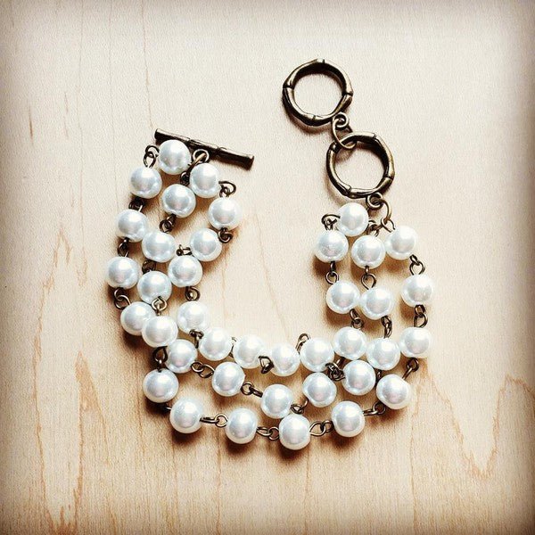 Pearl Triple Strand Bracelet - p3 Boutique
