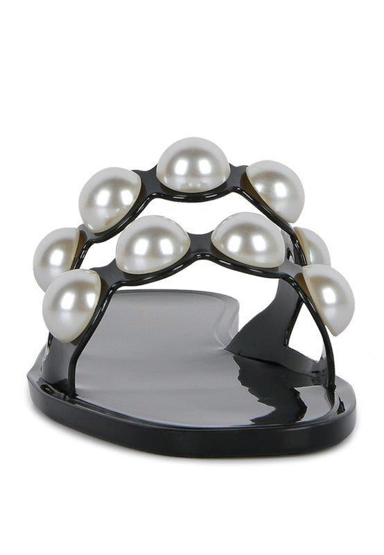 Pearla Faux Pearl Detail Jelly Flats - p3 Boutique