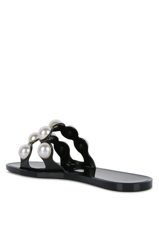 Pearla Faux Pearl Detail Jelly Flats - p3 Boutique