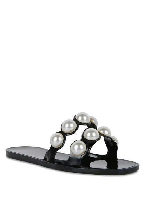 Pearla Faux Pearl Detail Jelly Flats - p3 Boutique