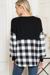 Plaid Contrast Bell Sleeve Sweater Knit - p3 Boutique