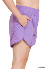 Plus Windbreaker Smocked Waistband Running Shorts - p3 Boutique