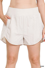 Plus Windbreaker Smocked Waistband Running Shorts - p3 Boutique