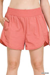 Plus Windbreaker Smocked Waistband Running Shorts - p3 Boutique