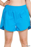 Plus Windbreaker Smocked Waistband Running Shorts - p3 Boutique