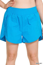 Plus Windbreaker Smocked Waistband Running Shorts - p3 Boutique