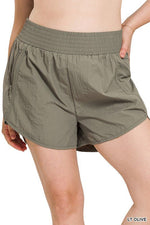 Plus Windbreaker Smocked Waistband Running Shorts - p3 Boutique