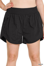 Plus Windbreaker Smocked Waistband Running Shorts - p3 Boutique